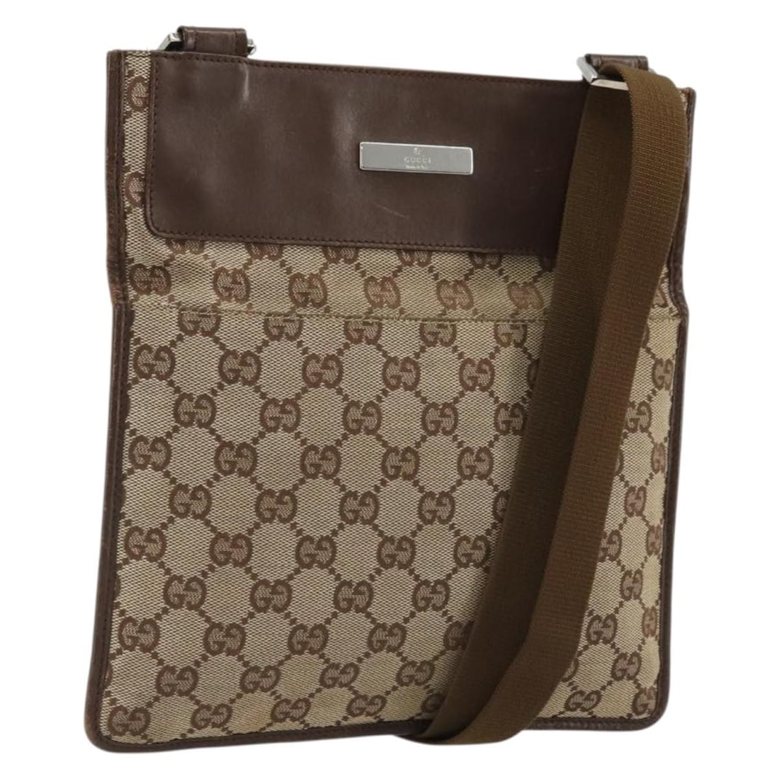 Gucci 27639 GG Canvas Shoulder Bag Beige Silver Tone: Gucci 27639 GG Canvas Shoulder Bag Beige Silver Tone Beige and silver Gucci GG canvas shoulder bag made in Italy. It features a shoulder bag style with approximate dimensions of W23 cm x H25 cm and a 