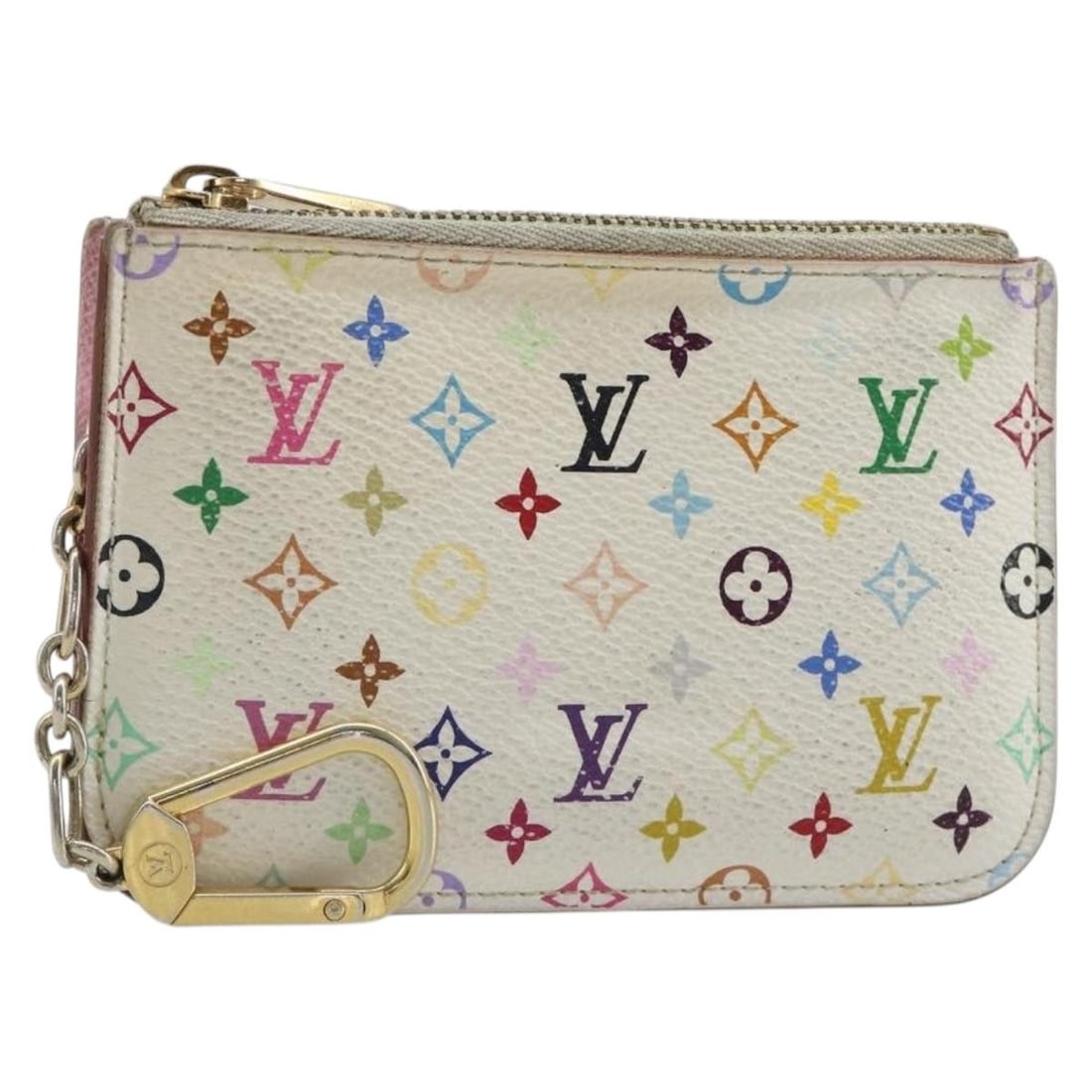 Louis Vuitton M93734 Monogram Multicolor Canvas Coin Purse White: Louis Vuitton M93734 Monogram Multicolor Canvas Coin Purse White Louis Vuitton Monogram Multicolor Pochette Cles NM purse in white Monogram Multicolor canvas. This coin purse is made in Spain and is i