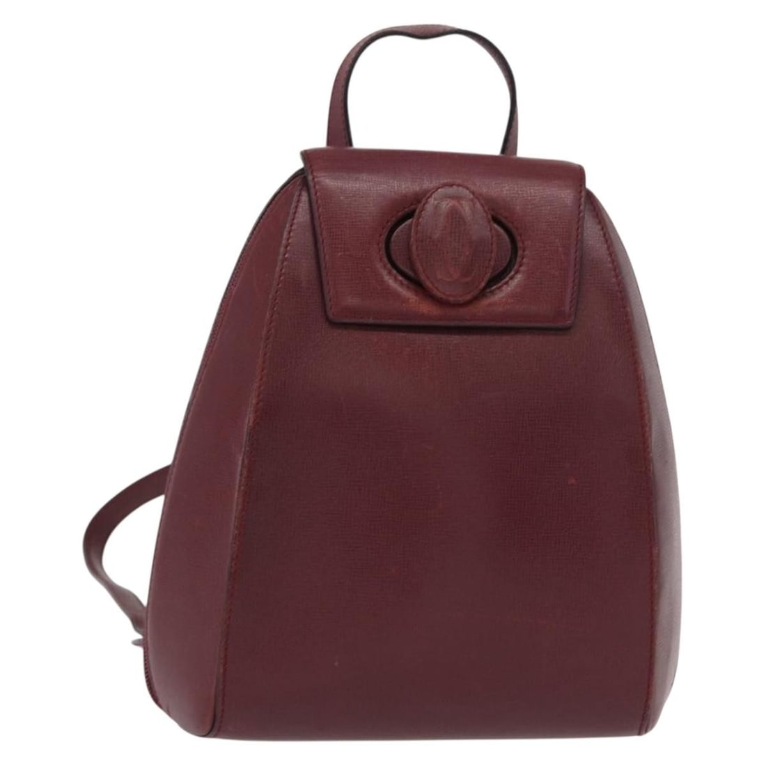 CARTIER Bordeaux Leather Backpack Gold Details Auth BA7824: CARTIER Bordeaux Leather Backpack Gold Details Auth BA7824 This elegant CARTIER backpack is crafted from premium leather in a rich Bordeaux color with gold accents, making it a stylish choice for any 