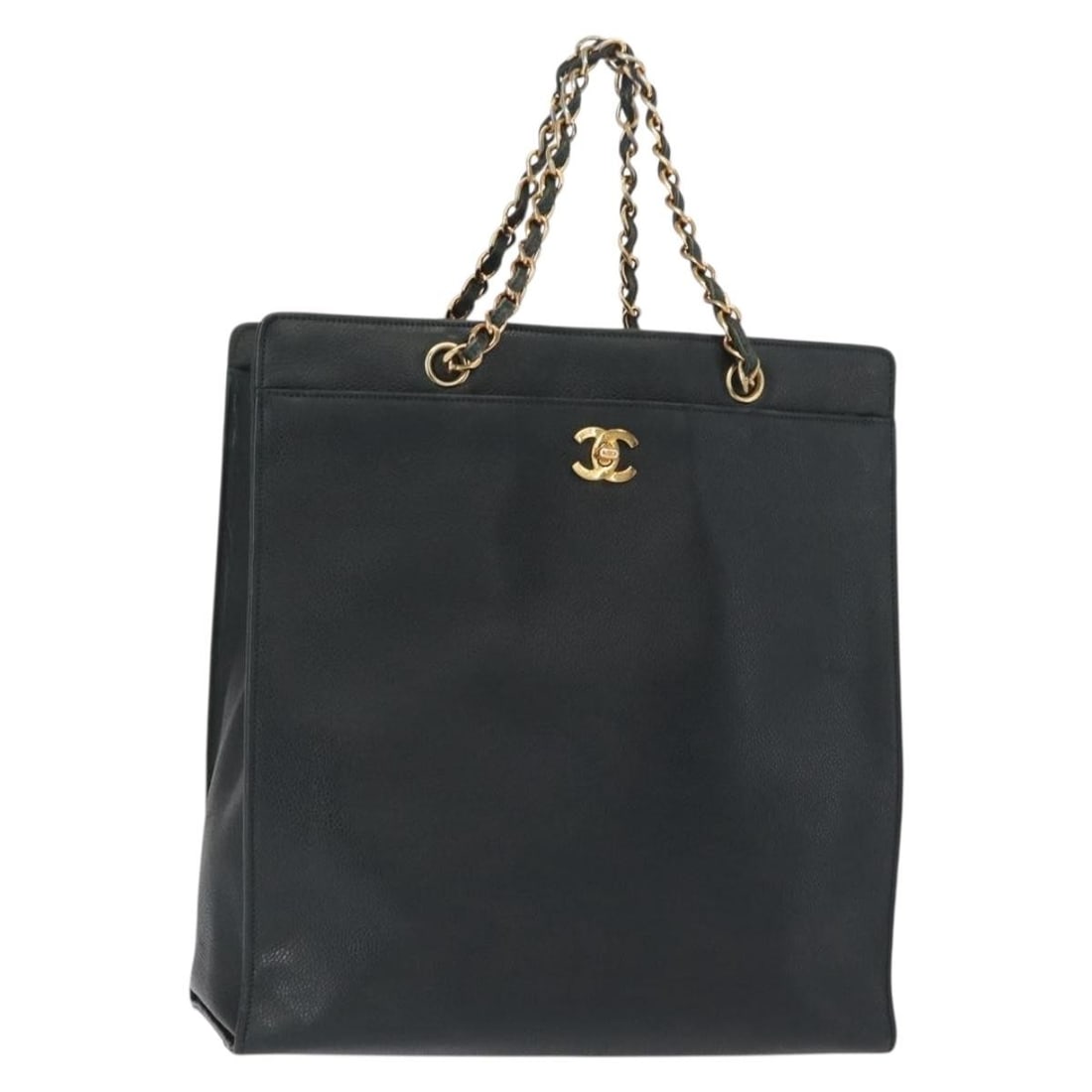 CHANEL Caviar Skin Chain Handbag Green Gold Tone CC: CHANEL Caviar Skin Chain Handbag Green Gold Tone CC CHANEL hand bag crafted in caviar skin with a green and gold exterior. It is a women's style bag made in Italy and has been repainted. The item is o