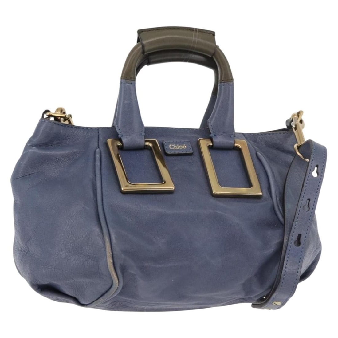 Chloe Etel Leather Navy Gold Handbag Shoulder Strap: Chloe Etel Leather Navy Gold Handbag Shoulder Strap This Chloe Etel 2-way handbag is crafted from navy and gold leather and offers versatile carrying options with both a top handle and a detachable sh
