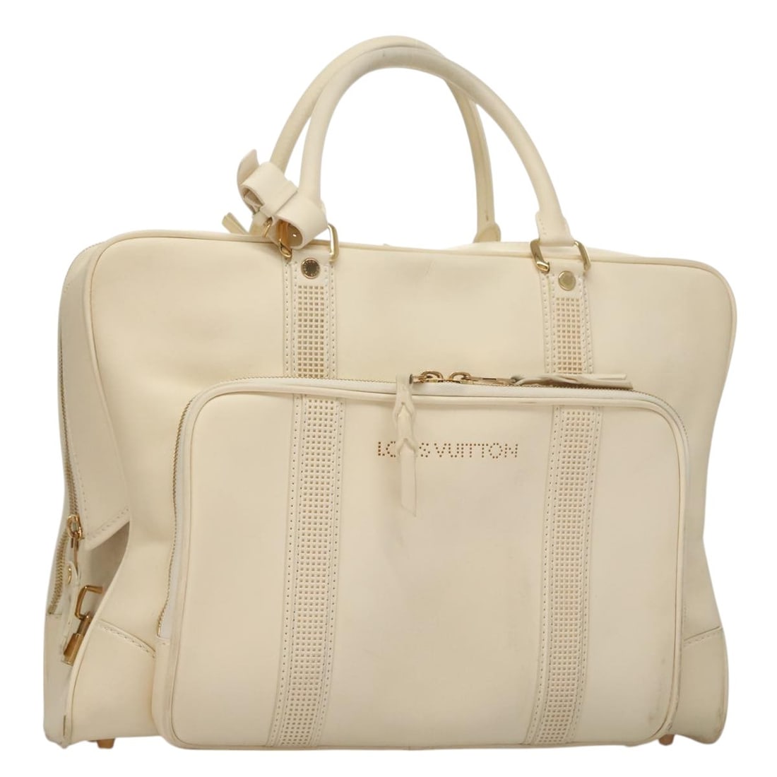 Louis Vuitton M95360 Varleys 24H Cream Leather Handbag: Louis Vuitton M95360 Varleys 24H Cream Leather Handbag Louis Vuitton Varleys 24H hand bag in cream leather, made in Italy. This women's bag features a structured silhouette with a handle drop of appro