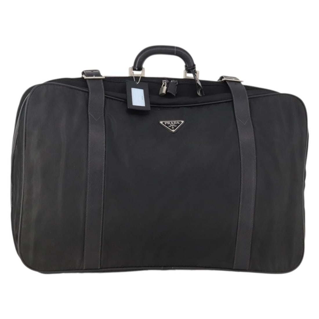 Prada nylon black silver Boston bag with padlock and key (1 of 18)