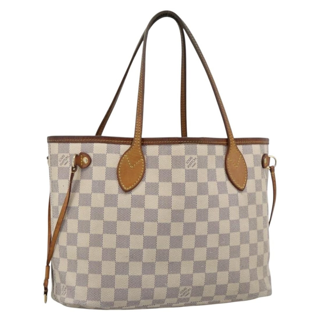 Louis Vuitton Neverfull PM Damier Azur Canvas Tote N41362: Louis Vuitton Neverfull PM Damier Azur Canvas Tote N41362 Louis Vuitton Damier Azur Neverfull PM tote bag in Damier Azur canvas, made in France. This women's tote bag is identified by product number N