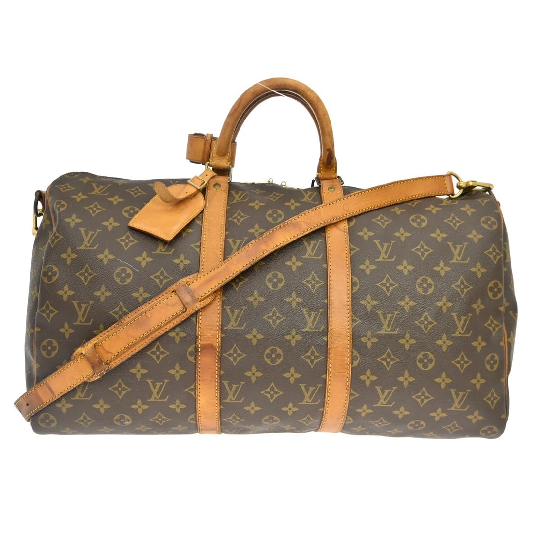 Louis Vuitton Keepall Bandouliere 50 Monogram Travel Bag M41416: Louis Vuitton Keepall Bandouliere 50 Monogram Travel Bag M41416 Vintage Louis Vuitton Keepall 50 Bandouliere travel handbag in Monogram canvas with leather trim and double handles. This large unisex b
