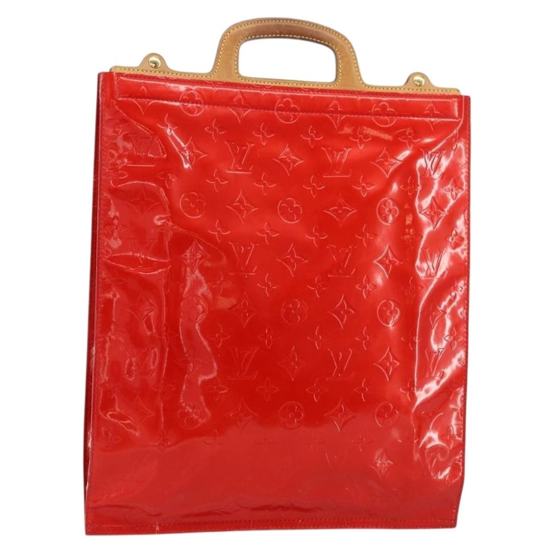LOUIS VUITTON Monogram Vernis Stanton Red Tote Bag M91078 Auth (1 of 18)