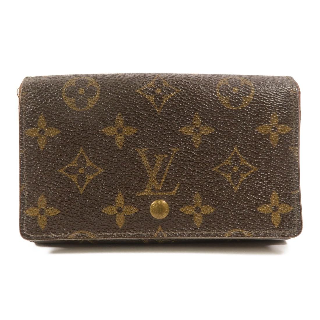 Louis Vuitton Porte Monnaie Tresor Bifold Wallet M16730 Monogram Brown: Louis Vuitton Porte Monnaie Tresor Bifold Wallet M16730 Monogram Brown Louis Vuitton Porte Monnaie Tresor bifold wallet in brown Monogram and PVC coated canvas. It features a hook button closure and i