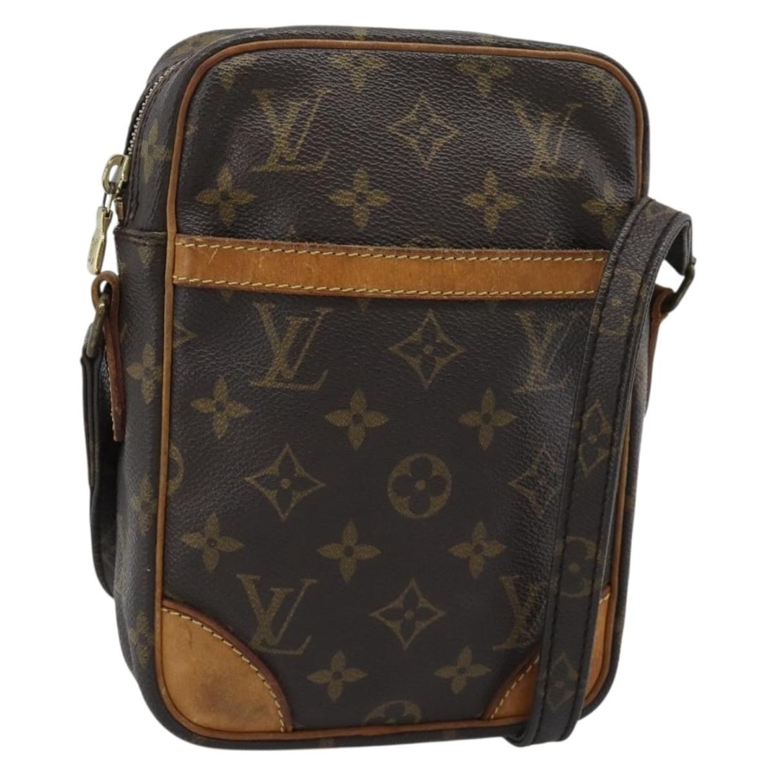 Louis Vuitton M45266 Danube Monogram Canvas Shoulder Bag: Louis Vuitton M45266 Danube Monogram Canvas Shoulder Bag Louis Vuitton Monogram Danube Shoulder Bag in Monogram Canvas, made in France. This shoulder bag features a compact silhouette with an adjustab
