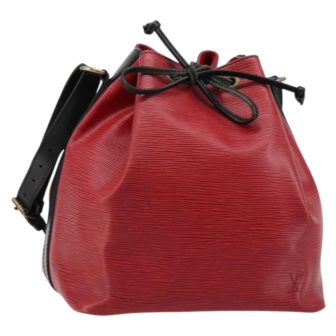 Louis Vuitton M44172 Petit Noe Epi Leather Shoulder Bag Black Red: Louis Vuitton M44172 Petit Noe Epi Leather Shoulder Bag Black Red Louis Vuitton Epi Petit Noe shoulder bag in black and red Epi leather. Made in France, this bag features a bicolor design and comes wi