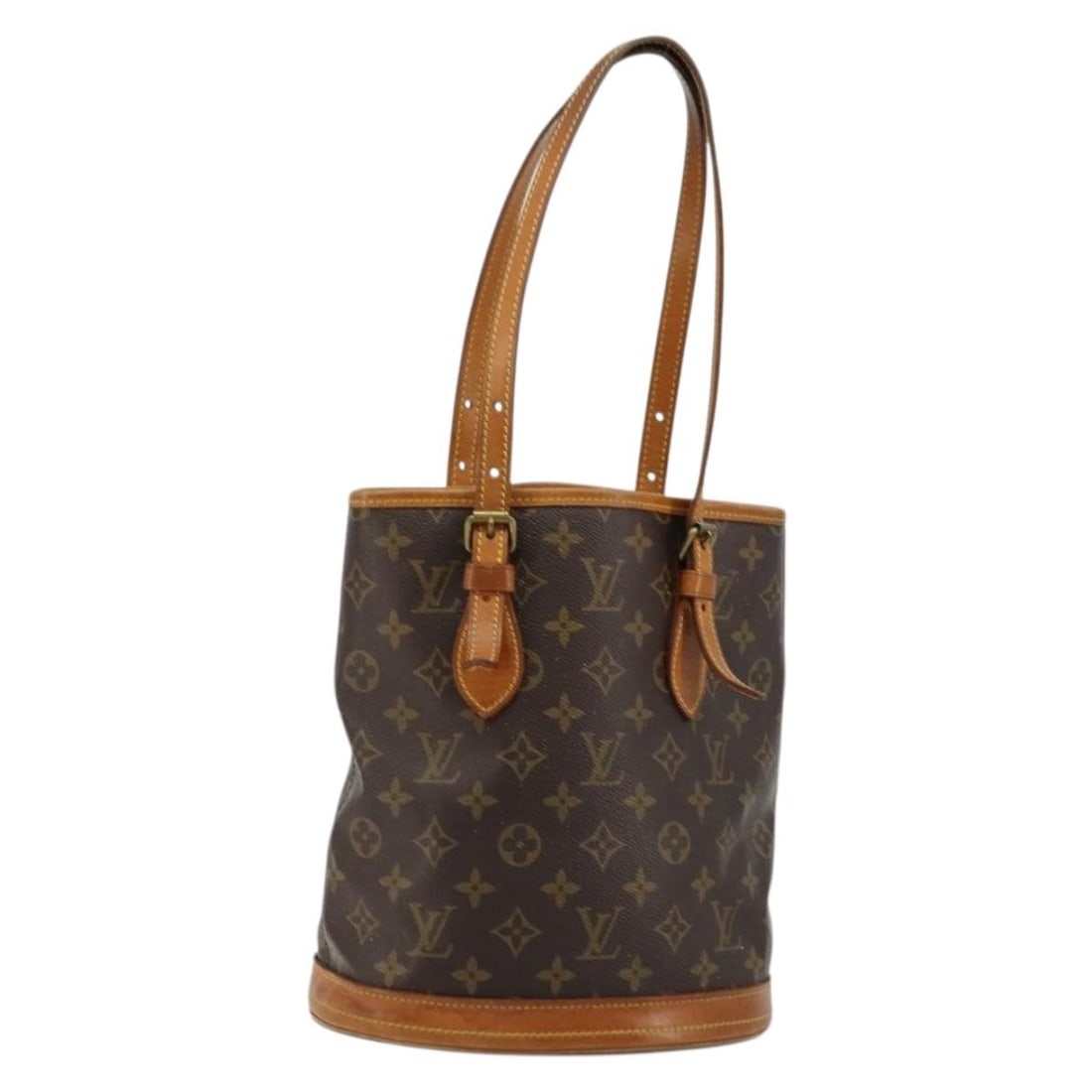 Louis Vuitton M42238 Monogram Canvas Bucket PM Shoulder Bag: Louis Vuitton M42238 Monogram Canvas Bucket PM Shoulder Bag This Louis Vuitton Monogram Bucket PM Shoulder Bag features the iconic monogram canvas and is designed for women. It offers a spacious inter