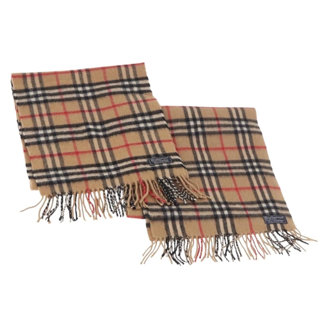 Pair of Burberrys Nova Check Wool Scarves Beige England: Pair of Burberrys Nova Check Wool Scarves Beige England Burberrys Nova Check scarf set in beige wool, made in England. The item is listed as a special bundle offer and is described as heavily used, wi