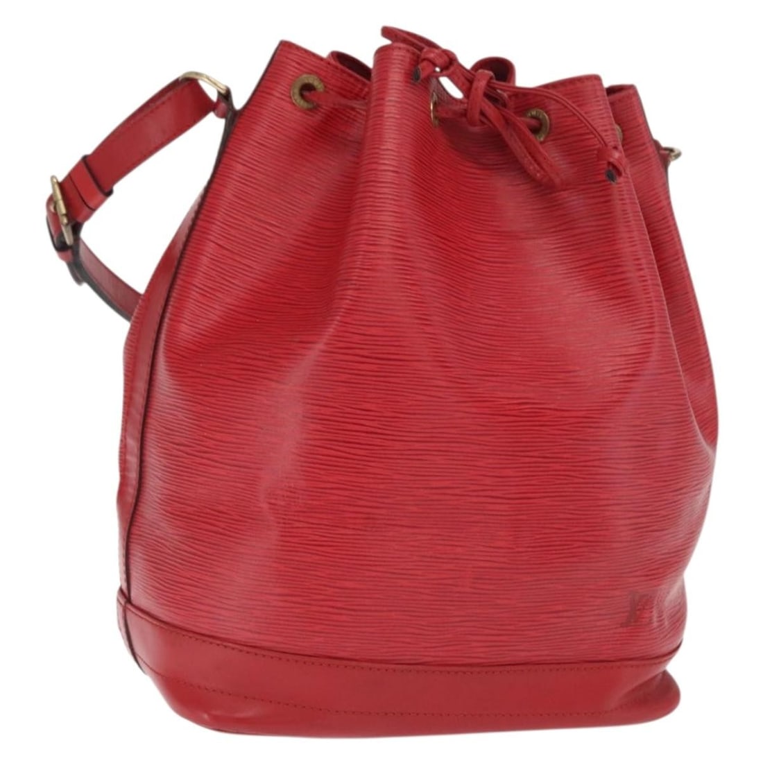 Red Epi Leather Noe Shoulder Bag by Louis Vuitton M44007: Red Epi Leather Noe Shoulder Bag by Louis Vuitton M44007 This is a Louis Vuitton Epi Noe shoulder bag in red, crafted from durable Epi leather. Designed for women, the bag features a classic bucket si
