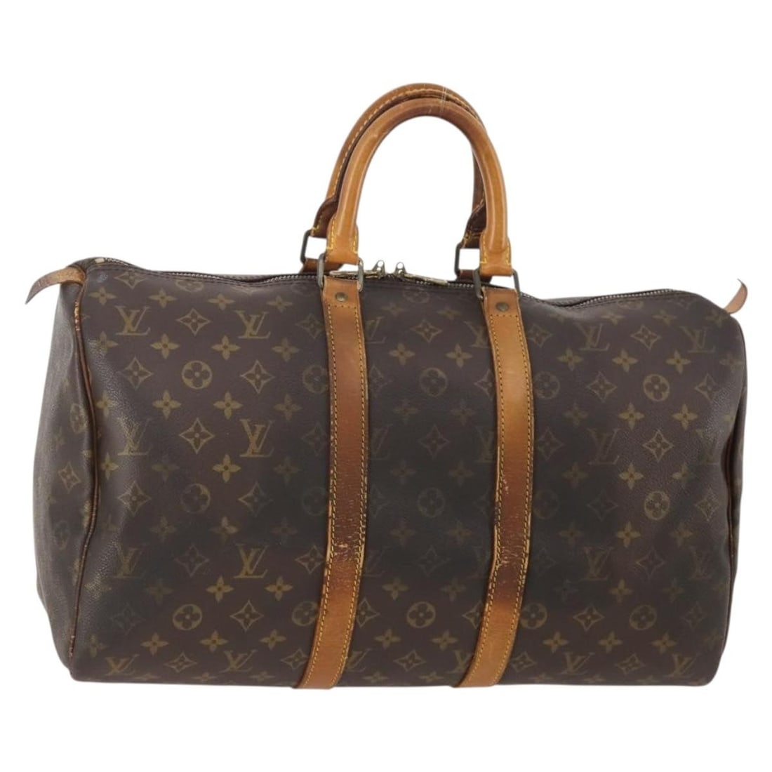Louis Vuitton M41428 Keepall 45 Monogram Canvas Boston Bag: Louis Vuitton M41428 Keepall 45 Monogram Canvas Boston Bag Louis Vuitton Keepall 45 Boston Bag in Monogram Canvas, made in France. This women's bag features the Monogram exterior and measures approxim