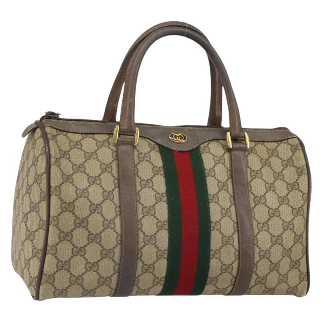 Beige PVC Gucci GG Supreme Web Sherry Line Handbag 39 02 007: Beige PVC Gucci GG Supreme Web Sherry Line Handbag 39 02 007 This authentic Gucci GG Supreme Web Sherry Line handbag features beige and gold PVC leather with signature GG canvas accents. Crafted in It