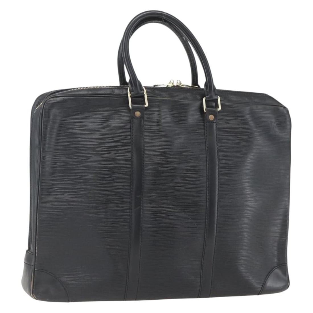 Louis Vuitton Black Epi Leather M40321 Business Briefcase Bag: Louis Vuitton Black Epi Leather M40321 Business Briefcase Bag This is a Louis Vuitton Epi Porte Documents Voyage business bag in black Epi leather. The bag features a structured design with dual handl