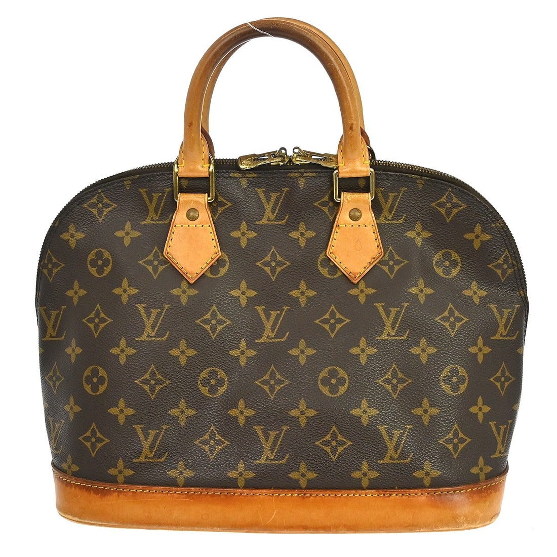 Louis Vuitton Alma Monogram Canvas Handbag M51130 France: Louis Vuitton Alma Monogram Canvas Handbag M51130 France Louis Vuitton Alma handbag in Monogram canvas and leather, made in France. This vintage bag shows heavy signs of use, including scuffs, stains,