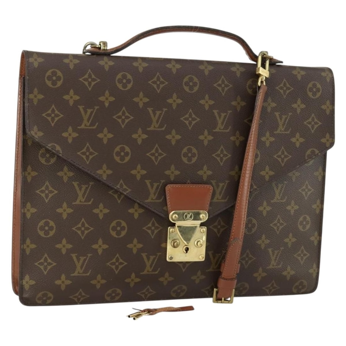 Louis Vuitton M53338 Monogram Canvas Briefcase with Shoulder Strap: Louis Vuitton M53338 Monogram Canvas Briefcase with Shoulder Strap Louis Vuitton Porte Documents Bandouliere business bag in Monogram Canvas with Monogram exterior color. Made in France, this women's 