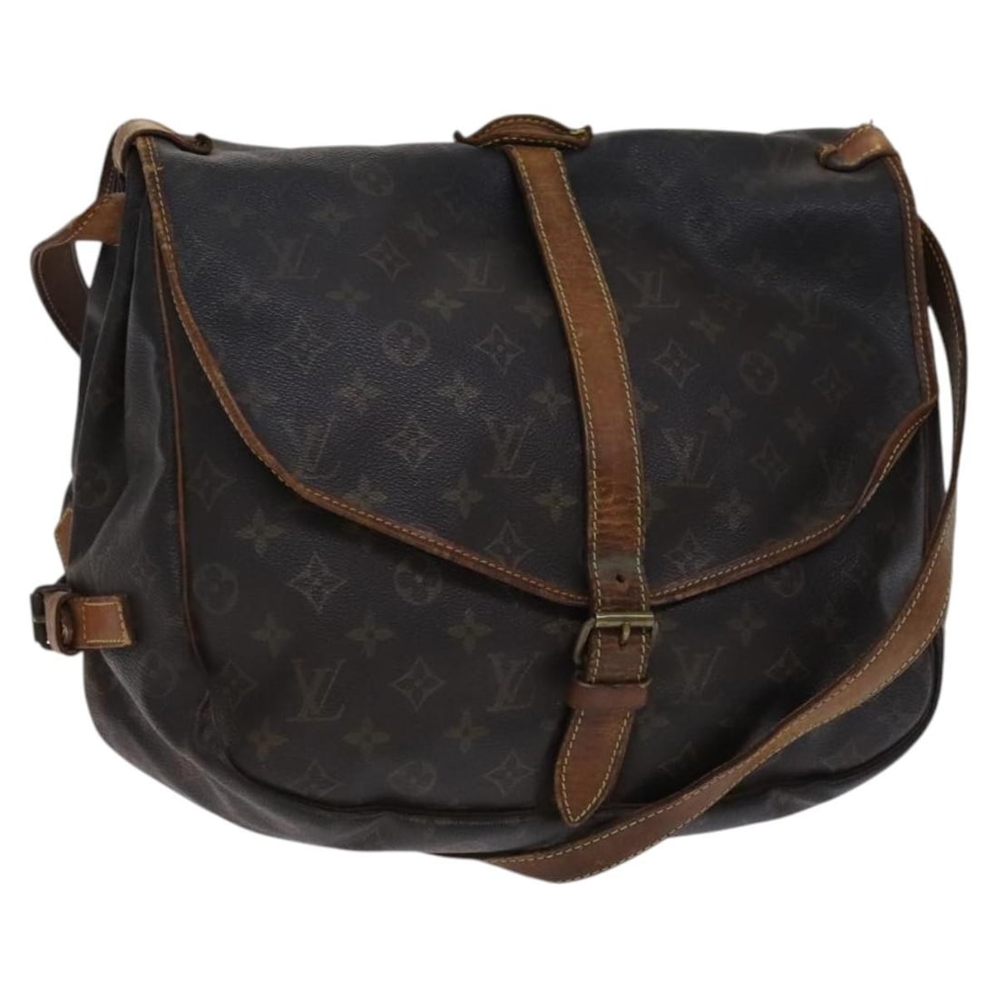 Louis Vuitton Saumur 35 Monogram Canvas Shoulder Bag M42254 France: Louis Vuitton Saumur 35 Monogram Canvas Shoulder Bag M42254 France This Louis Vuitton Monogram Saumur 35 shoulder bag features the classic monogram canvas exterior with a monogram color scheme. Design