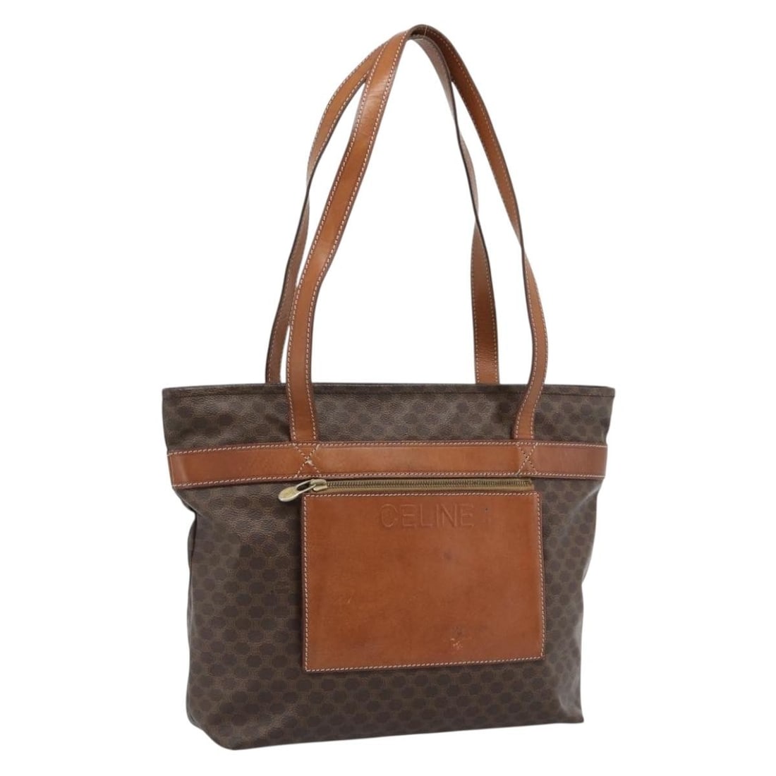 CELINE Macadam Tote Bag Brown PVC Leather Gold Tone (1 of 18)
