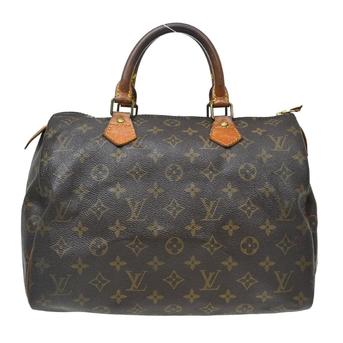 Louis Vuitton Speedy 30 Monogram Canvas Satchel M41526 France: Louis Vuitton Speedy 30 Monogram Canvas Satchel M41526 France Vintage Louis Vuitton Speedy 30 handbag in Monogram canvas with leather double handles and a zip closure. This women's satchel/top handle 