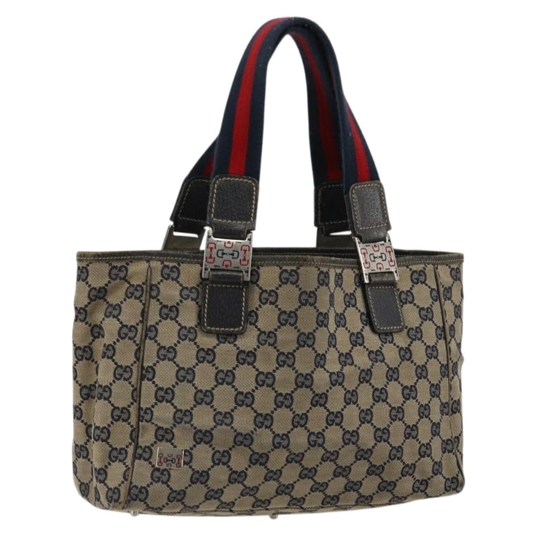 Gucci Sherry Line GG Canvas Handbag Red Navy 145810: Gucci Sherry Line GG Canvas Handbag Red Navy 145810 This GUCCI GG Canvas Sherry Line handbag features a red and navy canvas exterior with signature GG detailing. Designed for women, the bag offers a s
