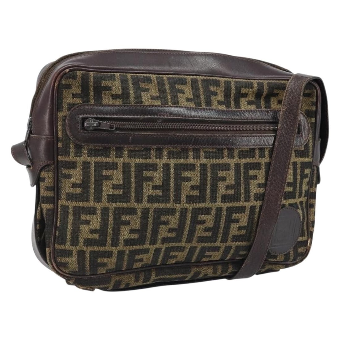 Fendi Shoulder Bag Zucca Canvas Black and Brown Italy: Fendi Shoulder Bag Zucca Canvas Black and Brown Italy This FENDI Zucca Canvas Shoulder Bag features the iconic black and brown Zucca canvas exterior and is designed for women. The bag is made in Italy