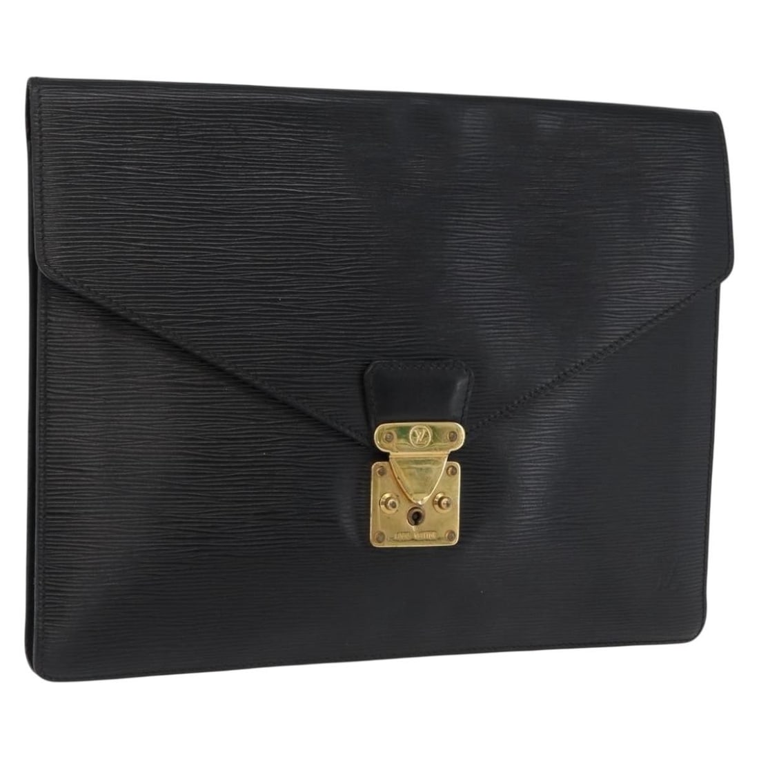 Black Epi Leather Briefcase by Louis Vuitton Porte Documents Senateur M54452: Black Epi Leather Briefcase by Louis Vuitton Porte Documents Senateur M54452 This Louis Vuitton Epi Porte Documents Senateur briefcase is crafted from black Epi leather. It features a structured silho