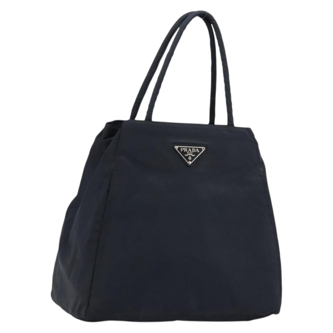 Prada Navy Silver Nylon Handbag Italy: Prada Navy Silver Nylon Handbag Italy This PRADA women's handbag is crafted from navy and silver nylon, offering a stylish and functional accessory. Made in Italy, it features a spacious interior with