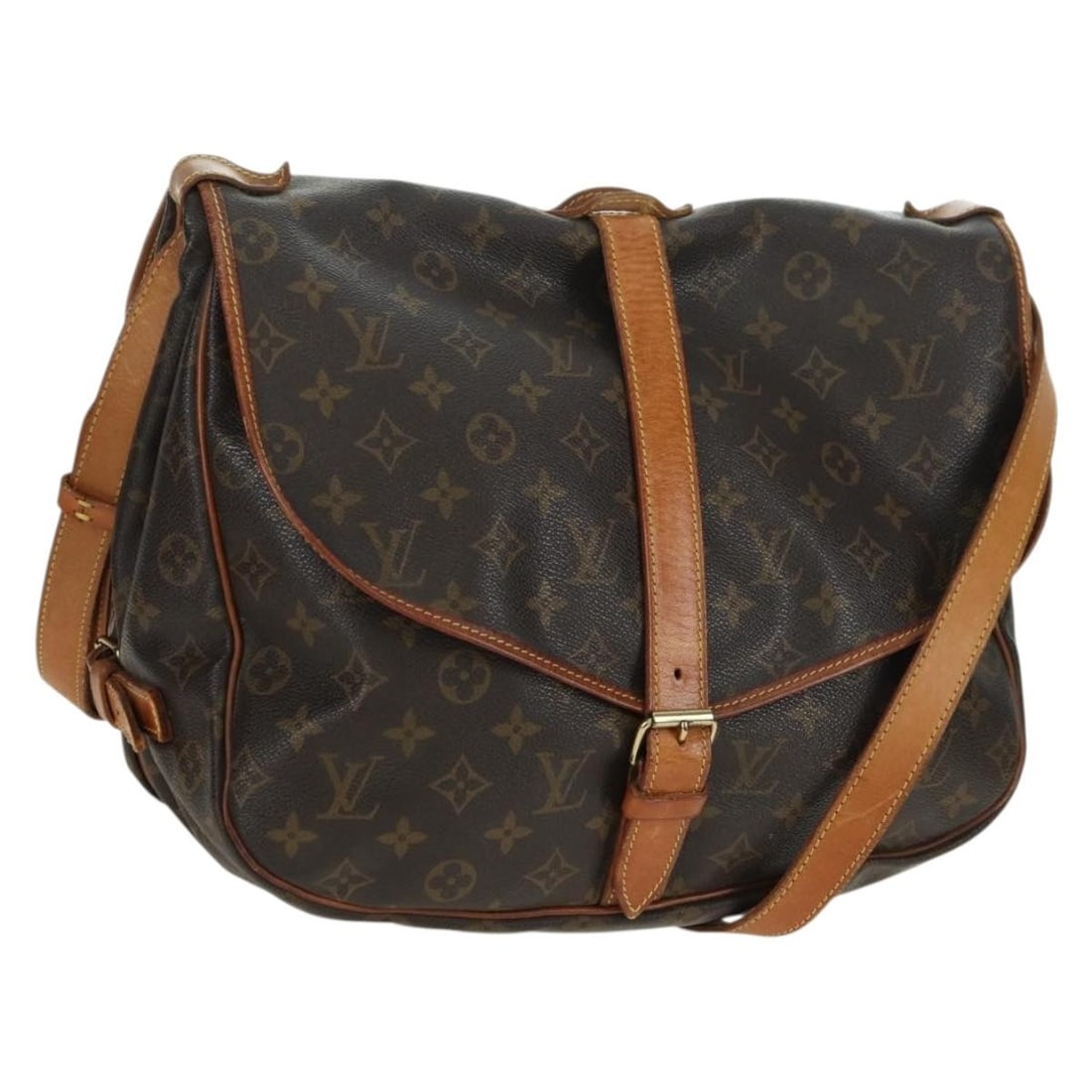 Louis Vuitton M42254 Saumur 35 Monogram Canvas Shoulder Bag: Louis Vuitton M42254 Saumur 35 Monogram Canvas Shoulder Bag Louis Vuitton Monogram Saumur 35 shoulder bag in Monogram Canvas, made in France. This pre-owned bag features a monogram colorway, product n