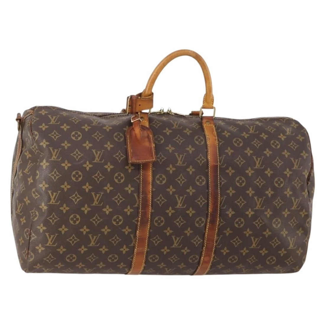 Louis Vuitton M41414 Keepall 55 Monogram Canvas Boston Bag: Louis Vuitton M41414 Keepall 55 Monogram Canvas Boston Bag Louis Vuitton Monogram Keepall Bandouliere 55 Boston Bag in Monogram Canvas, made in France. This women's Boston bag comes with a name tag an