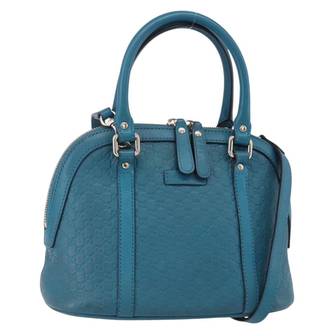 Gucci 449654 Guccissima 2way handbag blue leather GG canvas strap: Gucci 449654 Guccissima 2way handbag blue leather GG canvas strap A Gucci 2-way handbag made from leather and GG canvas in turquoise blue with gold-tone accents. It includes a shoulder strap and was m