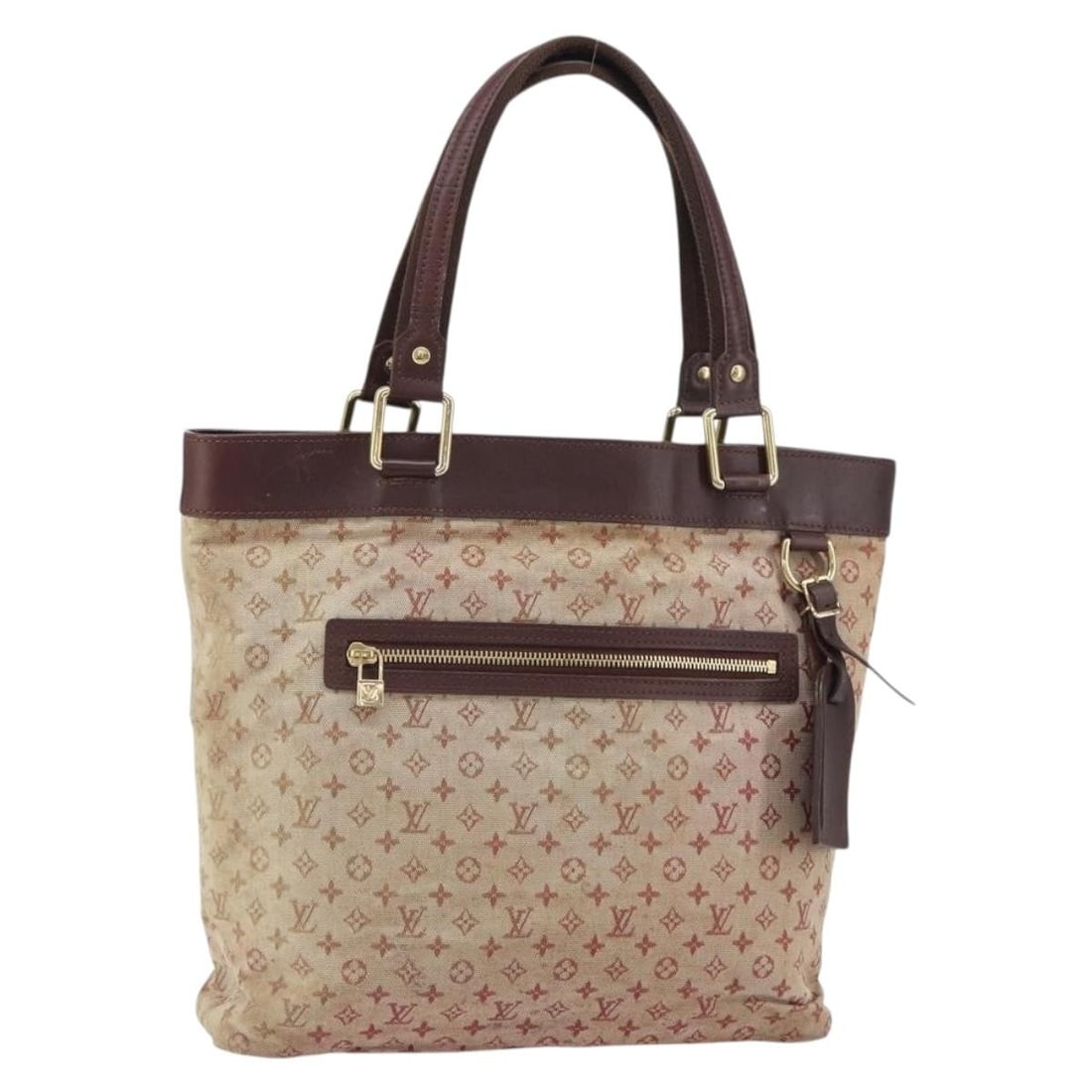 Red Monogram Mini Canvas Lucille GM Tote by Louis Vuitton M92677: Red Monogram Mini Canvas Lucille GM Tote by Louis Vuitton M92677 This is a Louis Vuitton Monogram Mini Lucille GM tote bag in red, crafted from the signature Monogram Mini canvas. The bag features dua