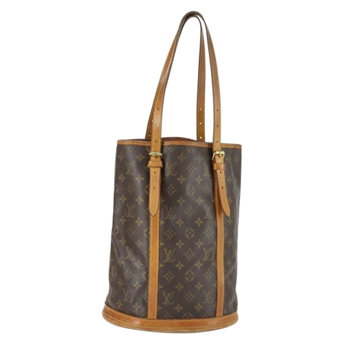 Louis Vuitton M42236 Bucket GM Monogram Canvas Shoulder Bag: Louis Vuitton M42236 Bucket GM Monogram Canvas Shoulder Bag Louis Vuitton Monogram Bucket GM shoulder bag in Monogram Canvas, made in France. This women's shoulder bag features the Monogram exterior a