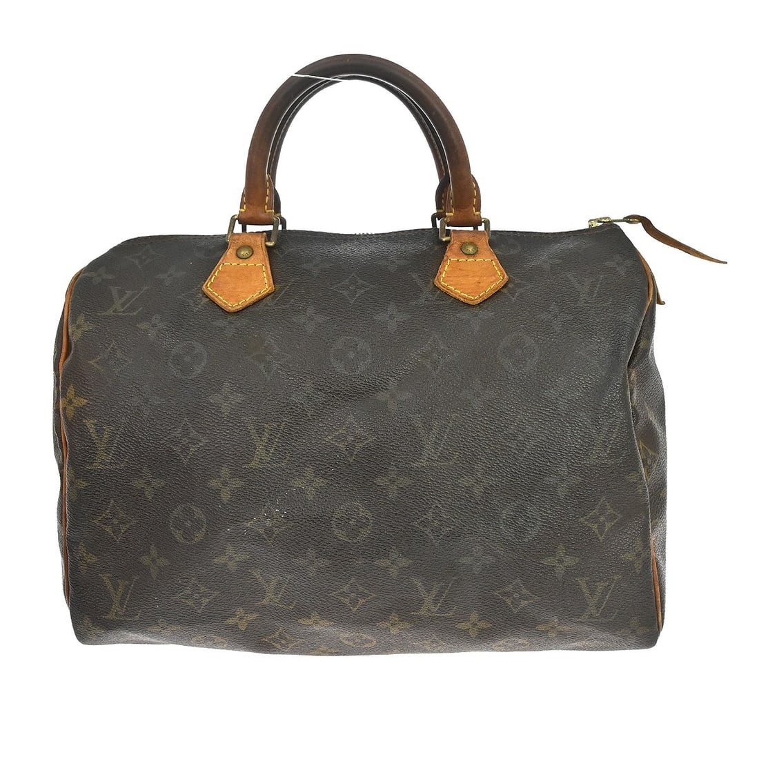 Louis Vuitton M41526 Speedy 30 Monogram Canvas Satchel: Louis Vuitton M41526 Speedy 30 Monogram Canvas Satchel Vintage Louis Vuitton Speedy 30 satchel handbag in brown Monogram canvas with leather double handles and a zip closure. Made in France, this wome