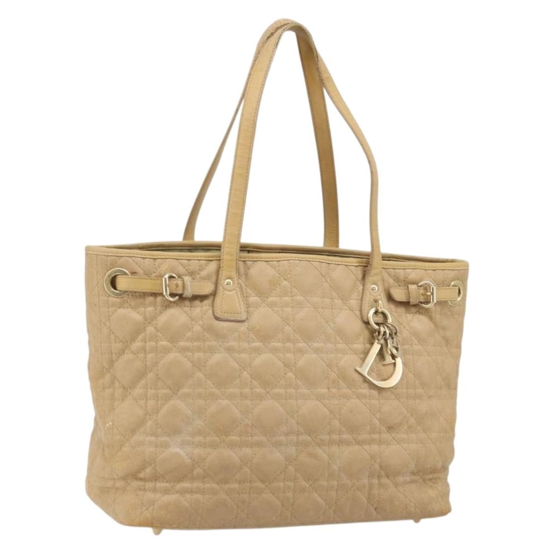 Christian Dior Lady Dior Brown Coated Canvas Tote Bag with Charm (1 of 18)