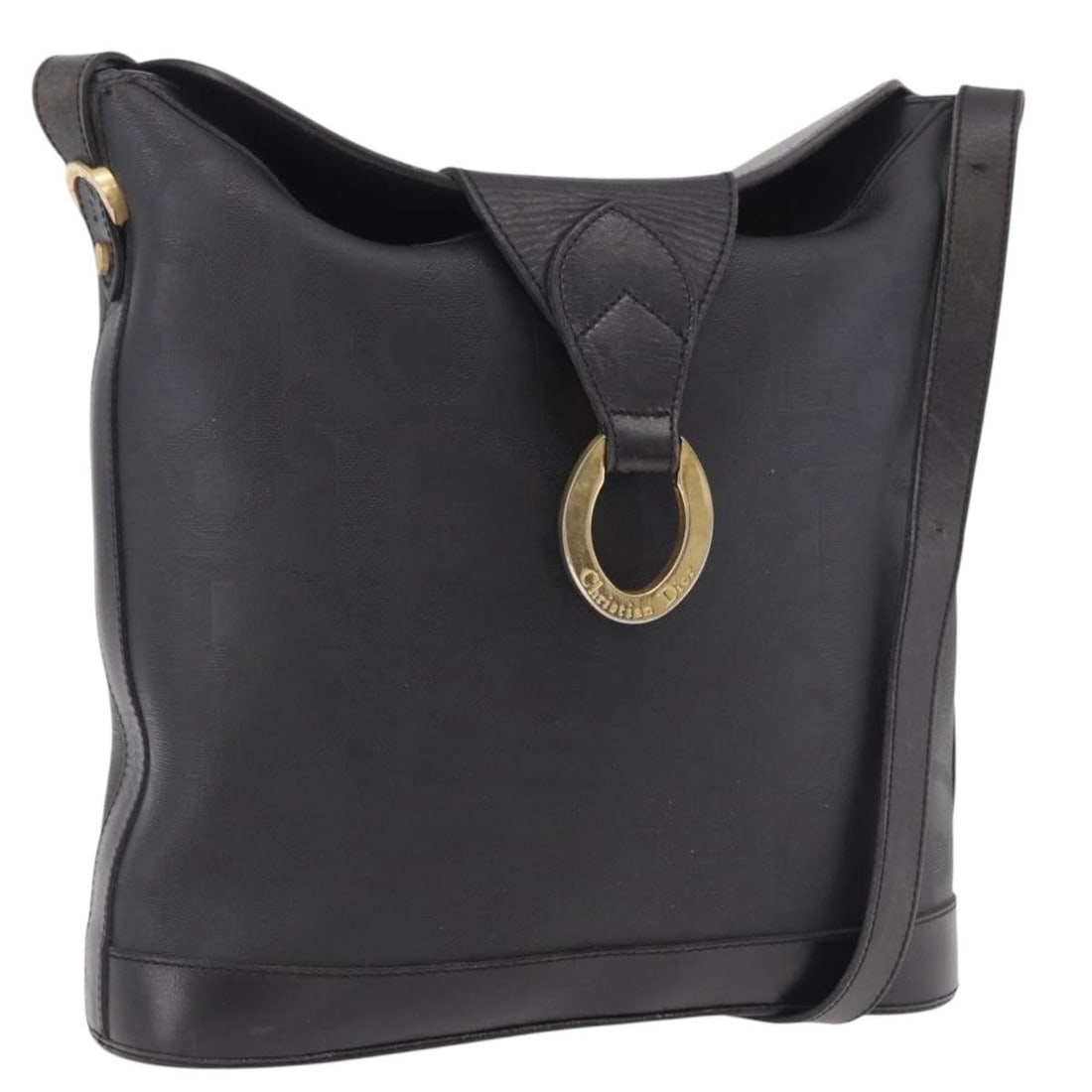 Christian Dior Trotter Canvas Shoulder Bag Black Gold Tone: Christian Dior Trotter Canvas Shoulder Bag Black Gold Tone Christian Dior shoulder bag in Trotter canvas with a black and gold color scheme. Made in France, it features a shoulder strap with an approx