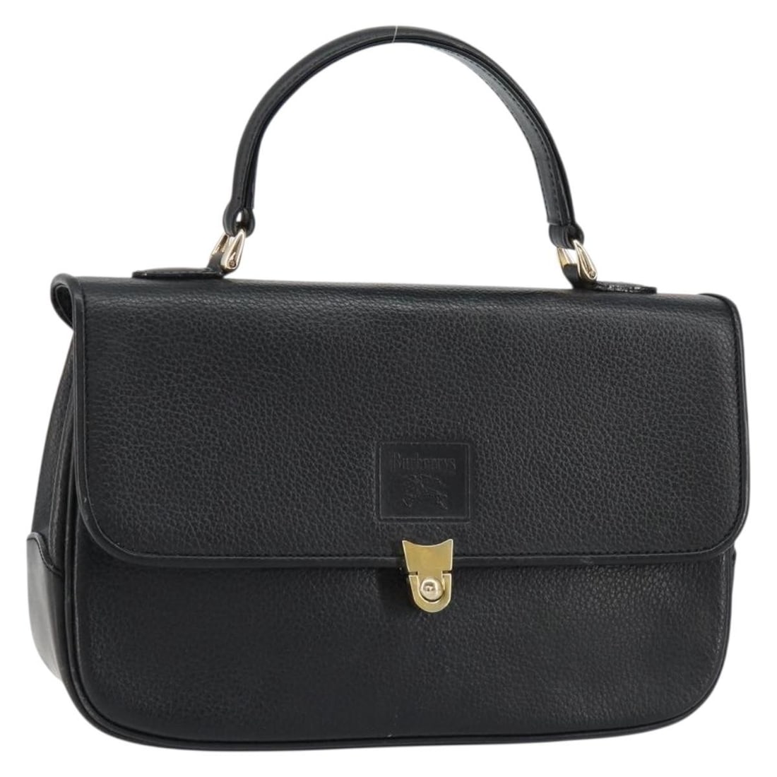 Burberrys Black Leather Hand Bag Gold Tone Womens: Burberrys Black Leather Hand Bag Gold Tone Womens Burberrys black leather handbag with gold-tone accents. This women's handbag is sold as photographed and does not include the original box or dust bag