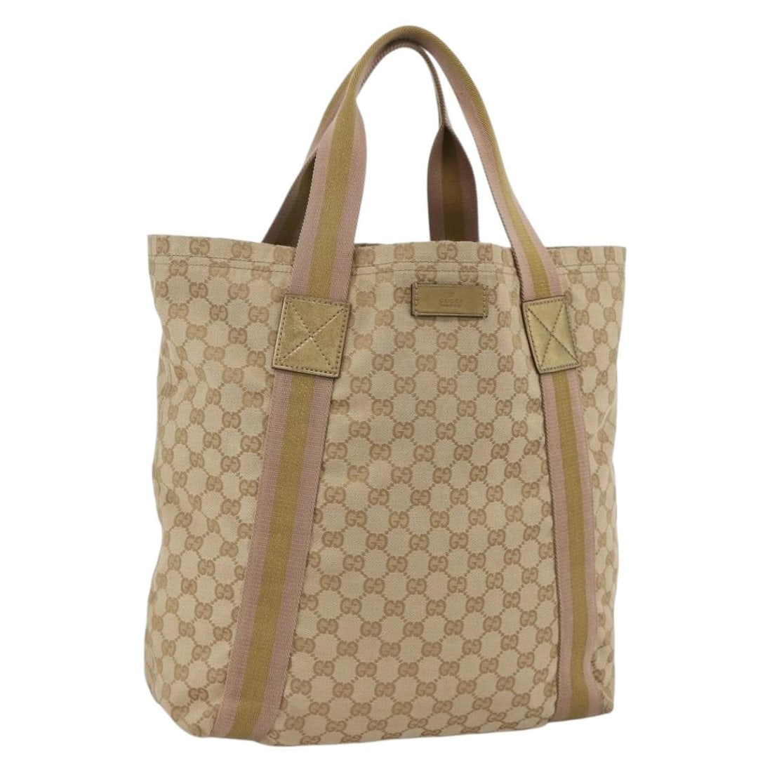 Gucci Sherry Line GG Canvas Beige Tote Bag 189669: Gucci Sherry Line GG Canvas Beige Tote Bag 189669 A Gucci Sherry Line tote bag in beige GG Canvas, made in Italy. The bag measures approximately W32 cm x H34 cm x D12 cm, with a handle drop of approxi