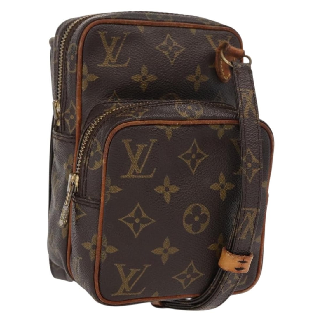 Monogram Canvas Mini Amazon Shoulder Bag by Louis Vuitton M45238: Monogram Canvas Mini Amazon Shoulder Bag by Louis Vuitton M45238 This Louis Vuitton Monogram Mini Amazon Shoulder Bag features the iconic monogram canvas in a compact design. The bag is heavily used, 