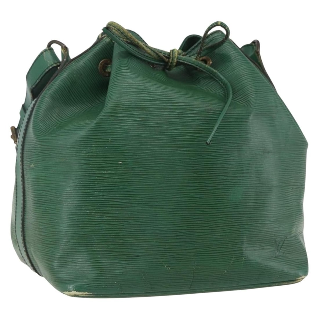 Louis Vuitton Petit Noe Green Epi Leather Shoulder Bag M44104 France: Louis Vuitton Petit Noe Green Epi Leather Shoulder Bag M44104 France This Louis Vuitton Epi Petit Noe shoulder bag features green Epi leather and is designed with a drawstring top and adjustable shoul