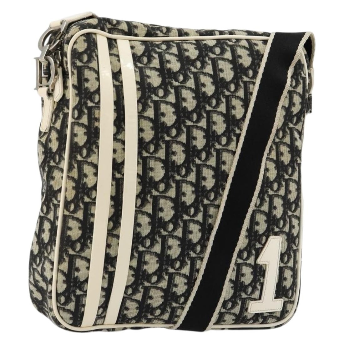 Christian Dior Trotter Canvas Black Silver Shoulder Bag Italy: Christian Dior Trotter Canvas Black Silver Shoulder Bag Italy This Christian Dior Trotter Canvas Shoulder Bag features a black and silver color scheme and is crafted from signature Trotter canvas. Mad