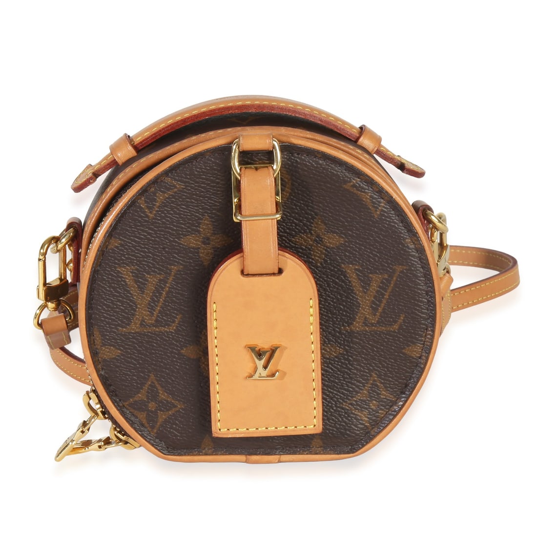 Louis Vuitton Mini Boite Chapeau Brown Monogram Canvas Shoulder Bag: Louis Vuitton Mini Boite Chapeau Brown Monogram Canvas Shoulder Bag This Louis Vuitton Monogram Canvas Mini Boite Chapeau is a stylish mini shoulder bag crafted from brown monogram canvas with gold-to