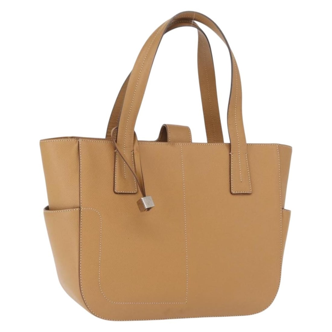 Bally Brown Leather Handbag with Silver Accents and Pouch: Bally Brown Leather Handbag with Silver Accents and Pouch This BALLY handbag is crafted from brown leather with silver-tone accents. The bag features a structured silhouette with dual handles and come