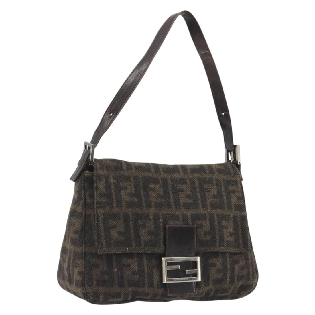 Fendi Mamma Baguette Zucca Canvas Wool Shoulder Bag Brown Gold: Fendi Mamma Baguette Zucca Canvas Wool Shoulder Bag Brown Gold Fendi Mamma Baguette shoulder bag in brown and gold Zucca canvas and wool, made in Italy. It comes with a dust bag and features a shoulde
