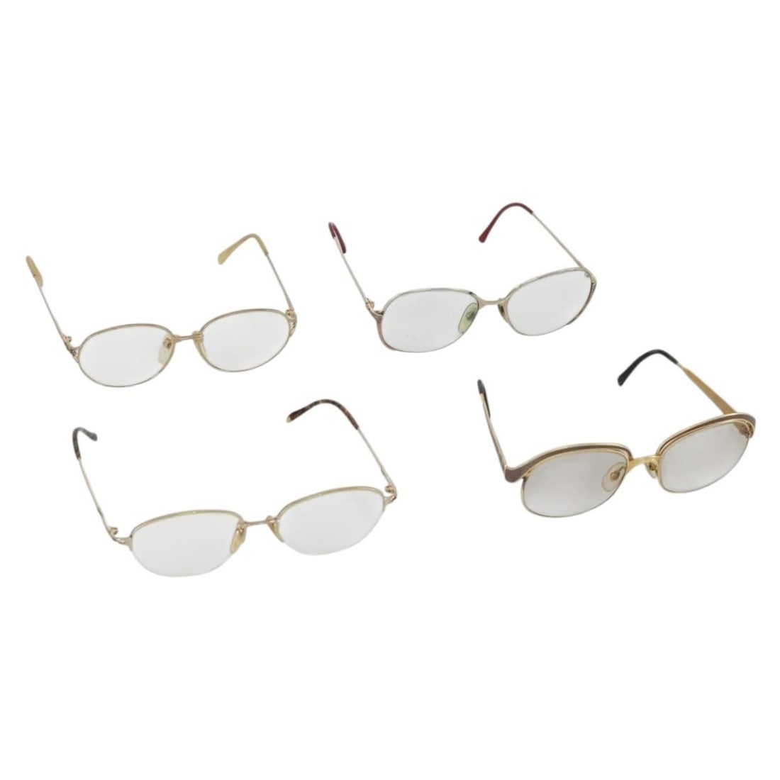 Christian Dior metal brown gold eyeglasses with prescription lenses: Christian Dior metal brown gold eyeglasses with prescription lenses This set includes four pairs of women's glasses from Christian Dior, Celine, and Balenciaga, crafted from metal in brown and gold to