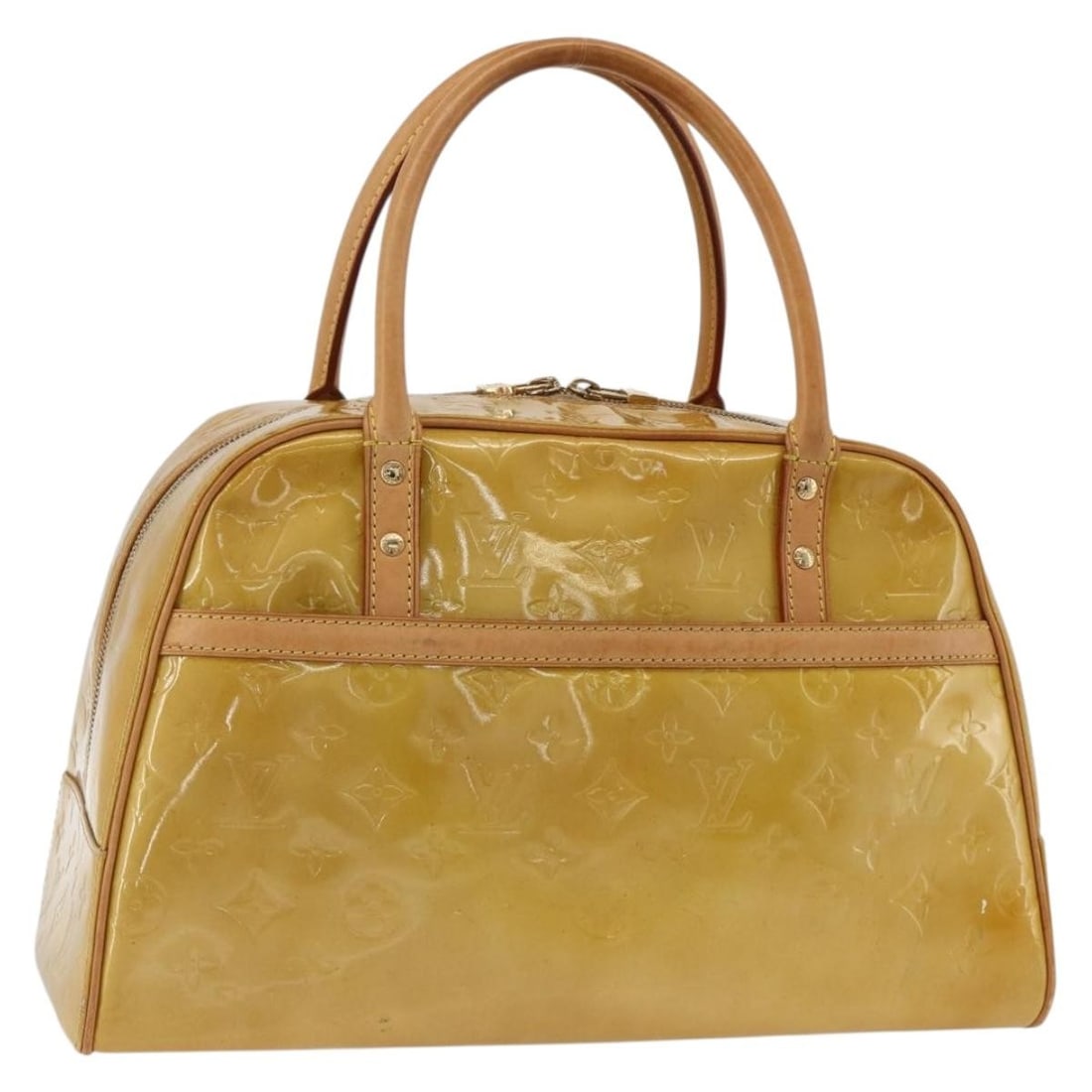Louis Vuitton Tompkins Square Vernis beige patent leather handbag M91149: Louis Vuitton Tompkins Square Vernis beige patent leather handbag M91149 This Louis Vuitton Monogram Vernis Tompkins Square Hand Bag in beige features a patent leather exterior with the iconic monogra