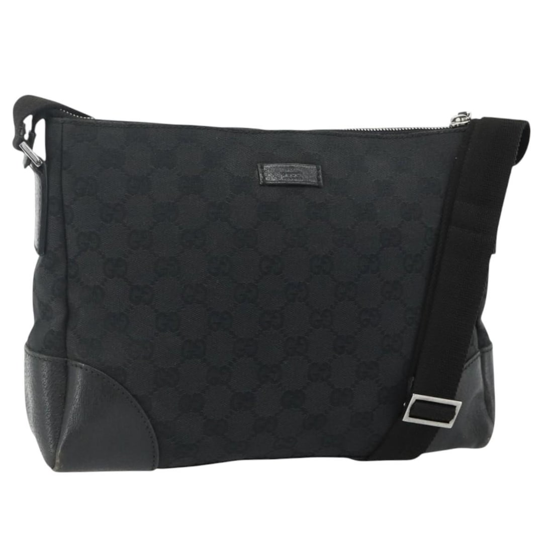 Gucci GG Canvas Black Silver Shoulder Bag 114273 Italy: Gucci GG Canvas Black Silver Shoulder Bag 114273 Italy This GUCCI GG Canvas Shoulder Bag features a classic black and silver color scheme and is crafted from signature GG canvas. The bag offers a prac