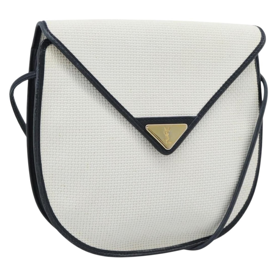 SAINT LAURENT White Gold Coated Canvas Shoulder Bag: SAINT LAURENT White Gold Coated Canvas Shoulder Bag Saint Laurent shoulder bag in coated canvas with a white and gold color scheme. Made in Italy, it features a shoulder strap with an approximate 54 c