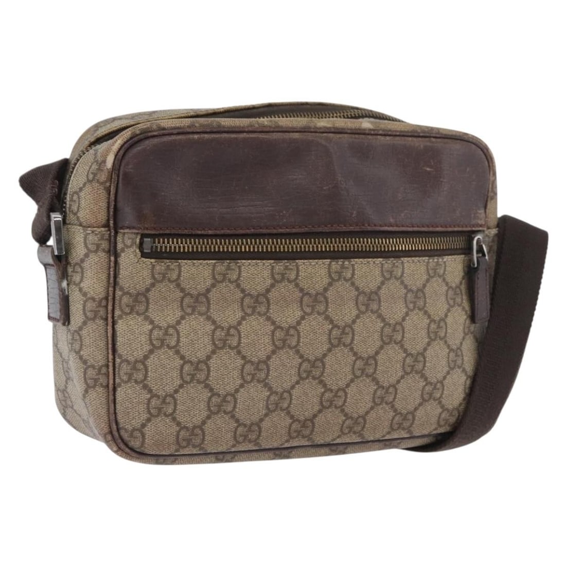 Gucci 114291 GG Supreme PVC Leather Shoulder Bag Beige Silver: Gucci 114291 GG Supreme PVC Leather Shoulder Bag Beige Silver Gucci shoulder bag in beige and silver GG canvas with PVC leather trim. This women's bag is made in Italy and features an adjustable shoul