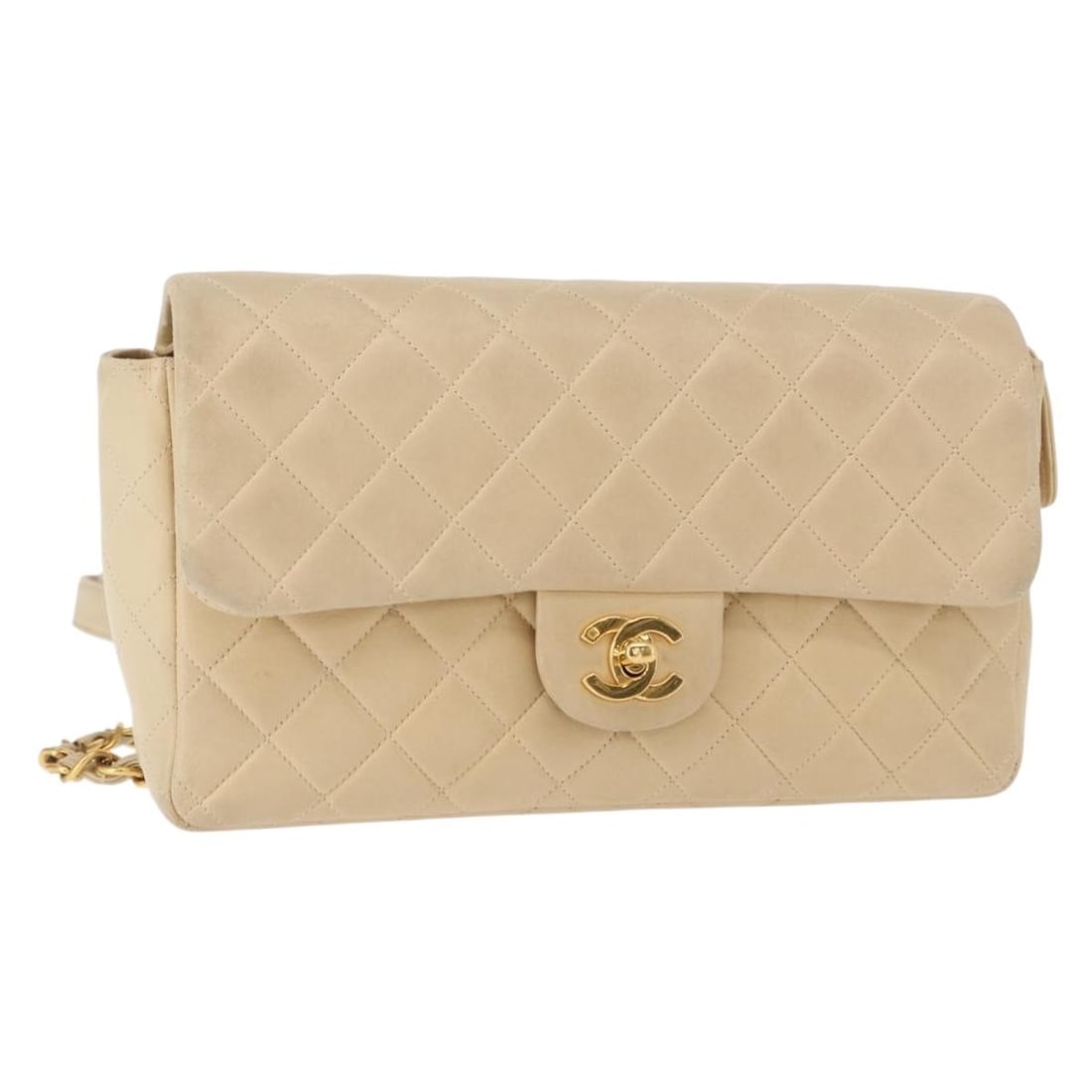 CHANEL Matelasse Lamb Skin Backpack Beige Gold with Dust Bag Card: CHANEL Matelasse Lamb Skin Backpack Beige Gold with Dust Bag Card Beige and gold CHANEL Matelasse backpack in lamb skin, made in France. It comes with a dust bag and guarantee card. The bag is describ